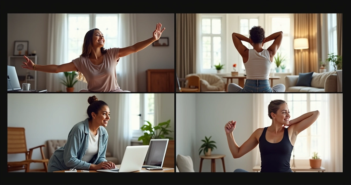 Equipe remota participando de dinâmica de bem-estar