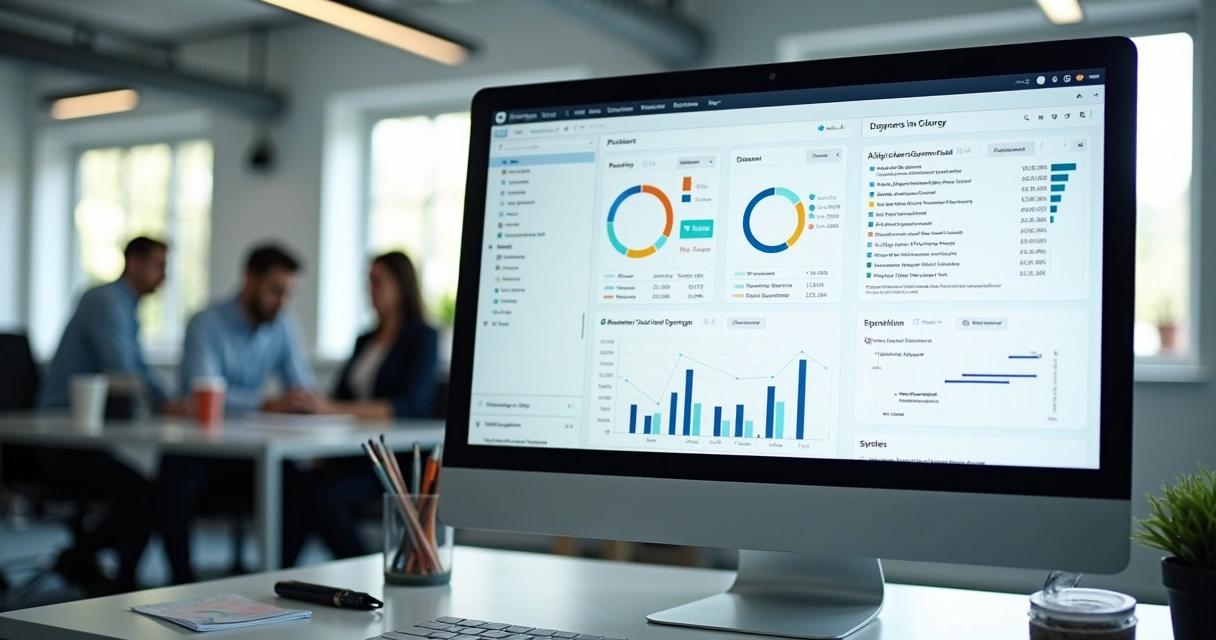 Tela de computador com checklist de tarefas do BPO financeiro visível 