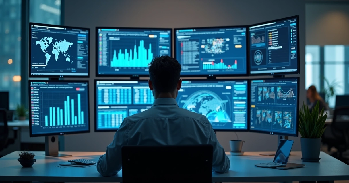 Analista contábil automatizando tarefas financeiras com sistemas integrados 