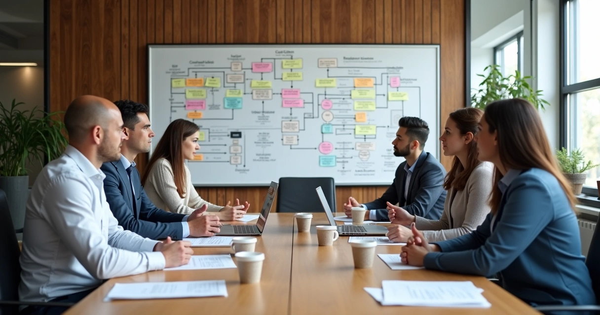 Equipe jurídica analisando fluxo de atendimento 