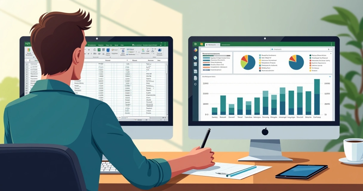 Pessoa estudando Excel focado em dados e SaaS