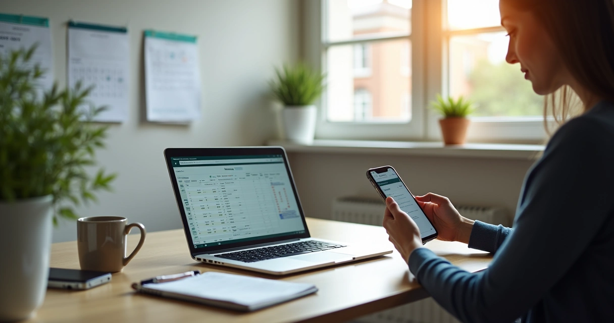 Rotina diária de controle financeiro em escritório pequeno 