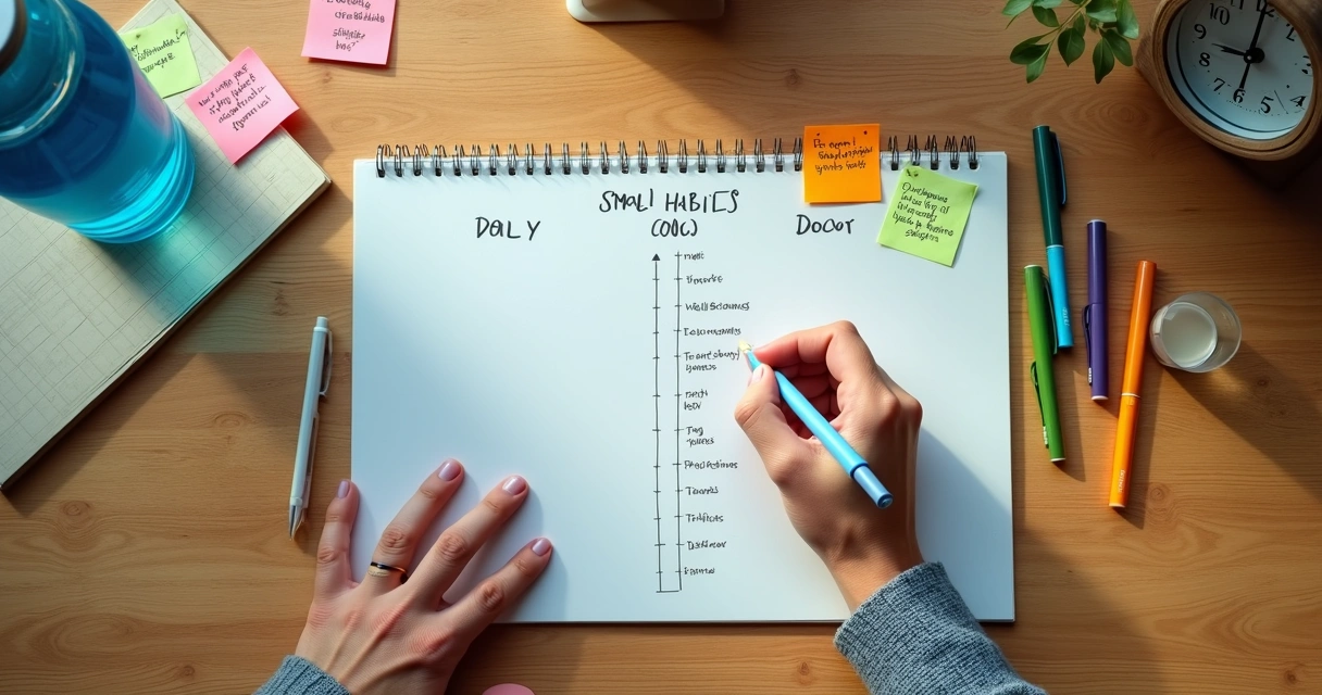 Pessoa marcando um checklist diário de microhábitos realizados 