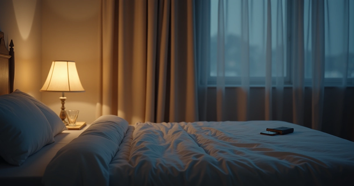 Quarto com luz suave e rotina noturna tranquila 