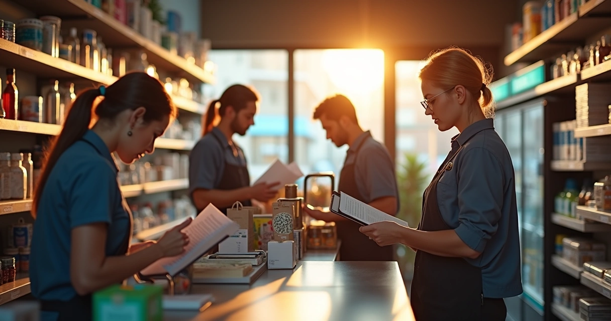 Rotina operacional em pequeno negócio comércio local 