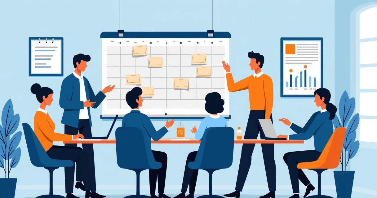 Equipe em rotina de otimização digital reunida 