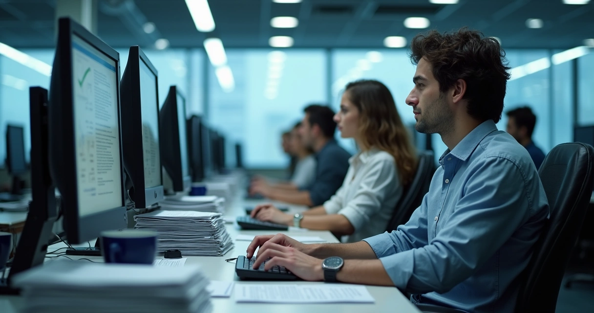 Trabalho de escritório com tarefas repetitivas 