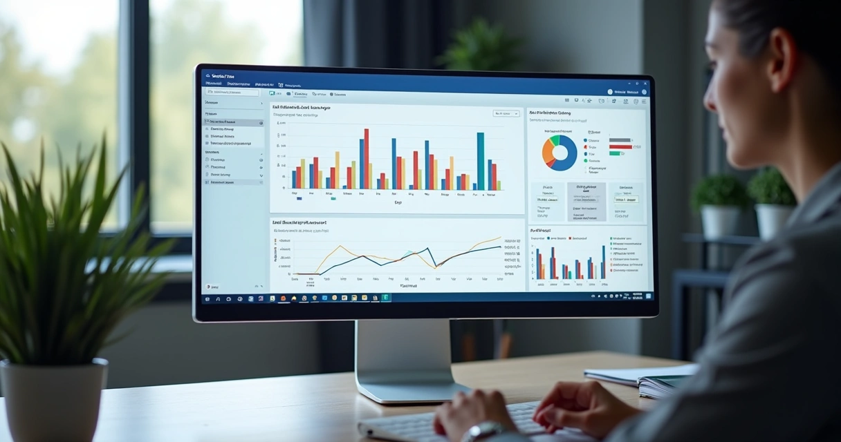 Tela de computador mostrando rotina de vendas com IA e CRM 