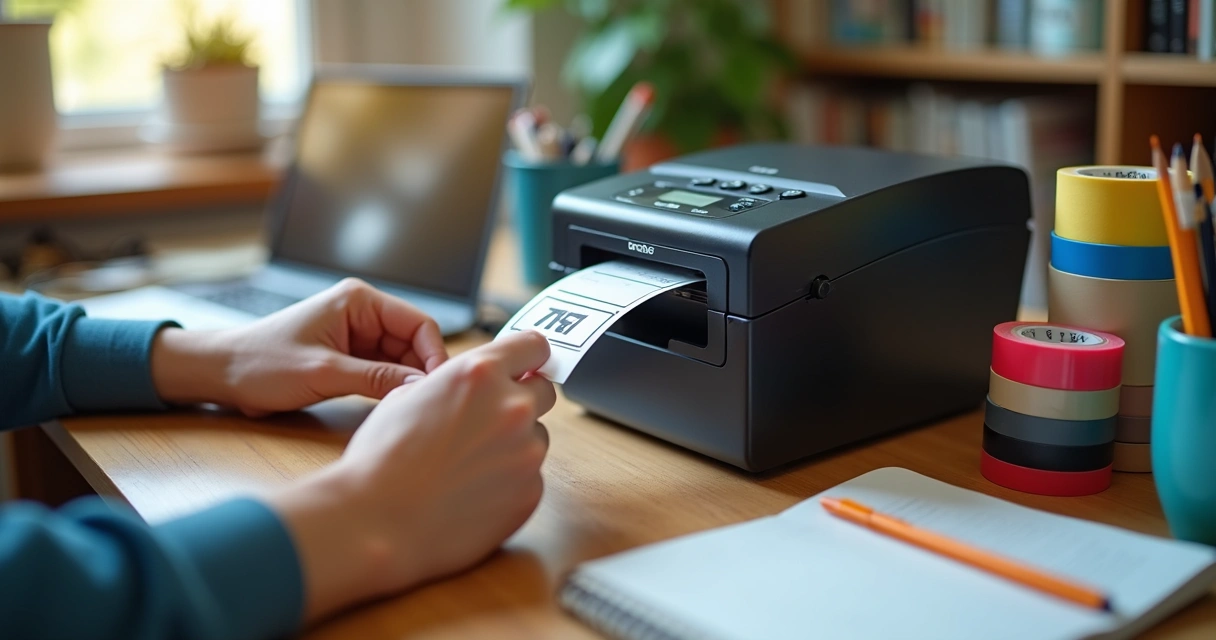 Pessoa usando rotuladora Brother P-touch 