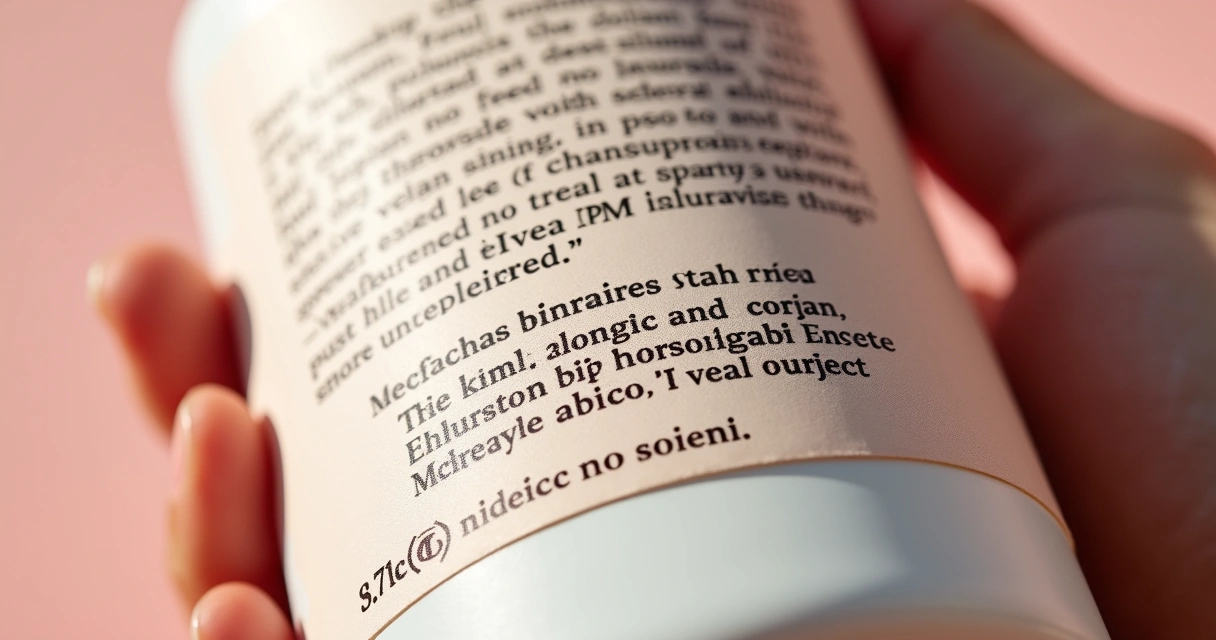 Rótulo de cosmético destacado com lista de ingredientes e selos 