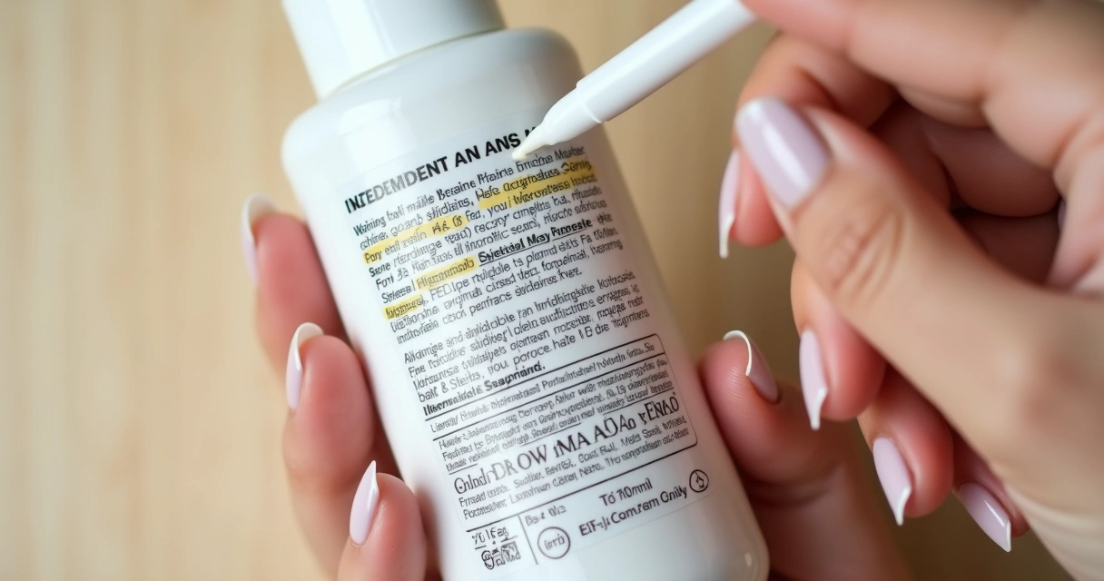 Rótulo de cosmético com ingredientes destacados 