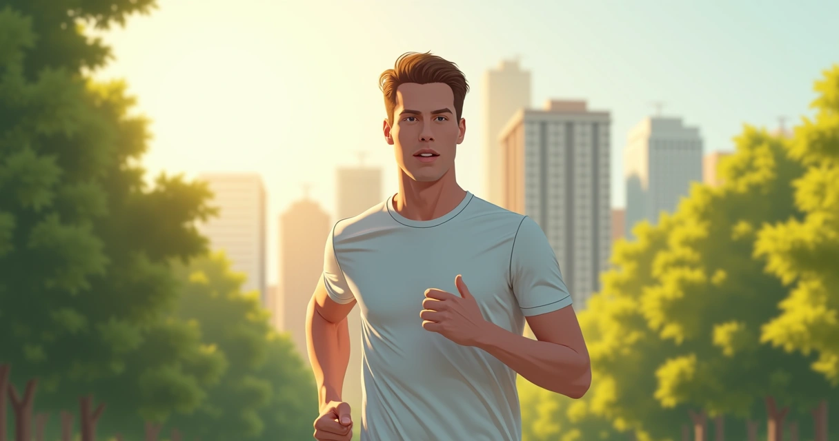 Homem correndo ao ar livre usando camiseta esportiva clara