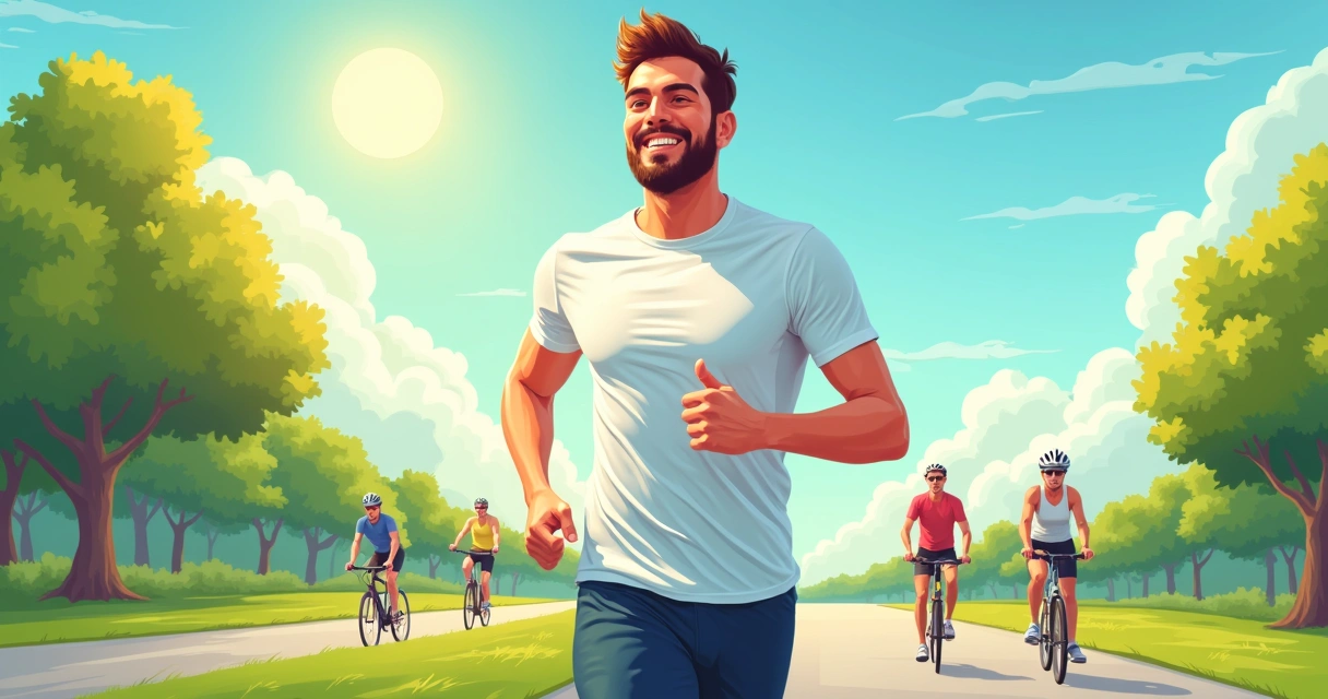 Homem praticando esportes ao ar livre usando camiseta de proteção UV