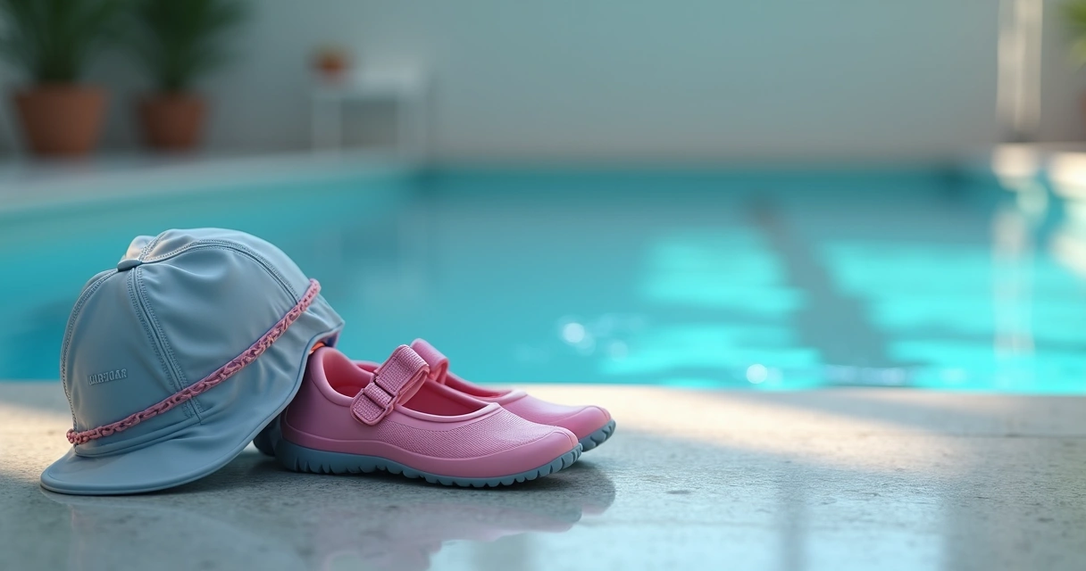 Roupas adequadas para hidroginástica de gestante com piscina ao fundo