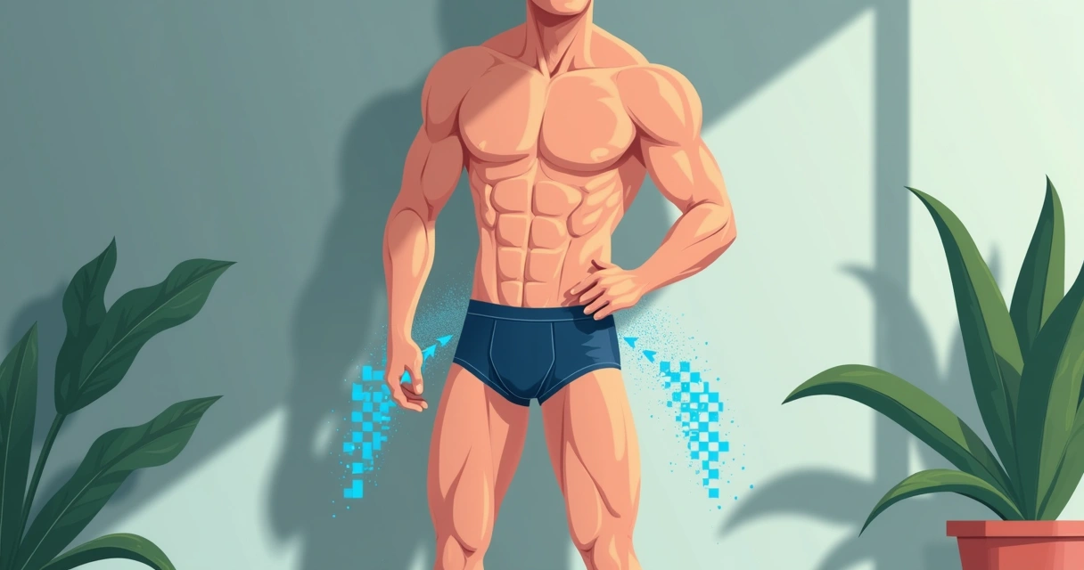 Homem vestindo cueca tecnológica enquanto faz exercícios