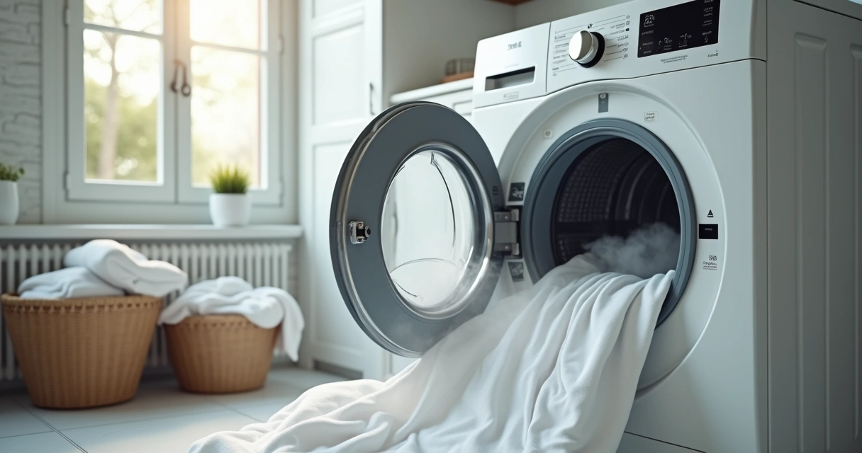 Lençóis brancos a serem lavados em máquina para eliminar percevejos. 