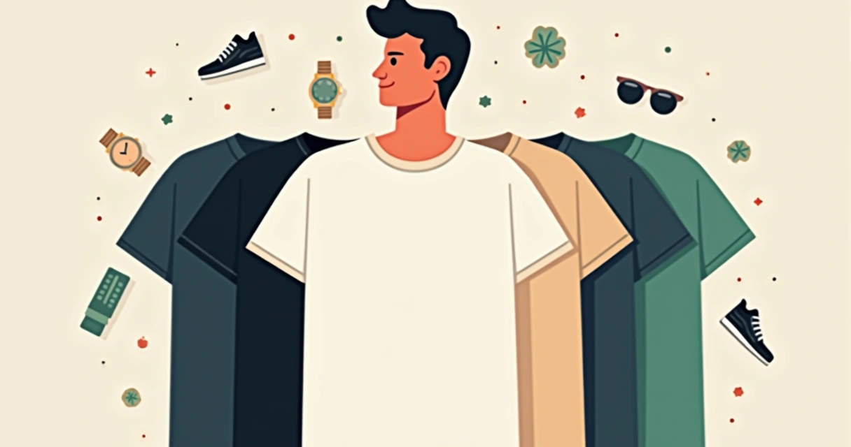 Homem vestindo várias camisetas lisas de cores diferentes