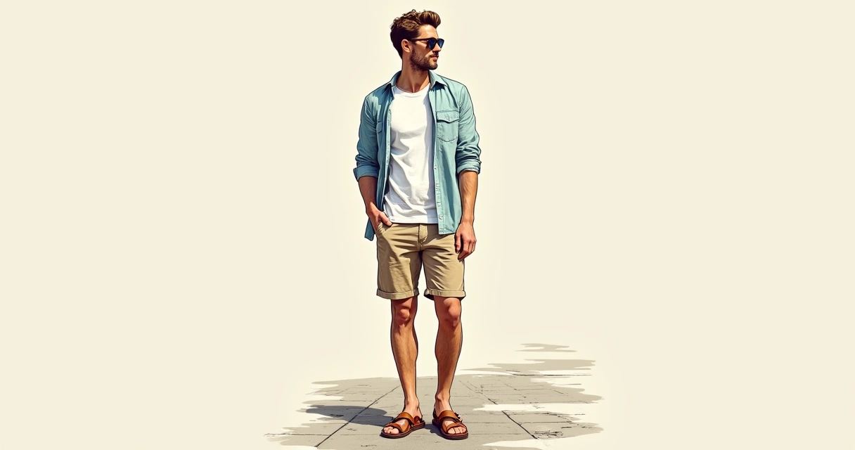 Look masculino casual com camadas leves para calor