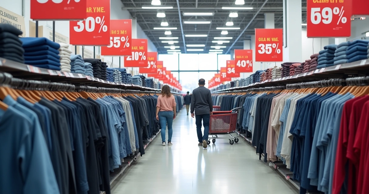 Setor de liquidação de roupas em grande loja de Orlando 