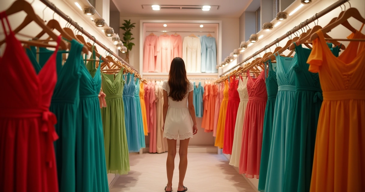 Roupas coloridas penduradas em cabides 