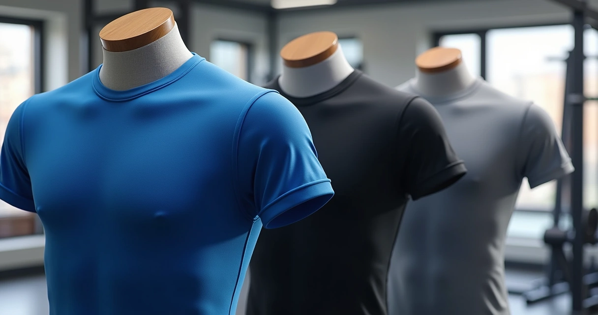 Camisetas esportivas masculinas feitas de tecidos tecnológicos em cores variadas