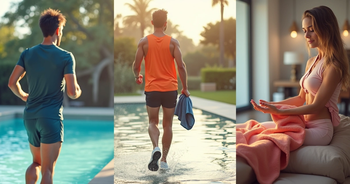 Roupas de microfibra usadas por pessoas praticando esportes e atividades aquáticas 