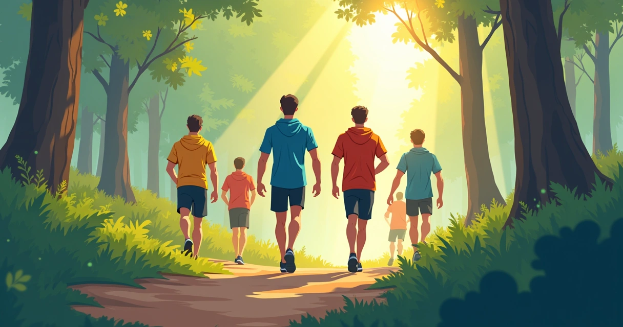 Grupo de homens em trilha usando camisetas técnicas com proteção UV