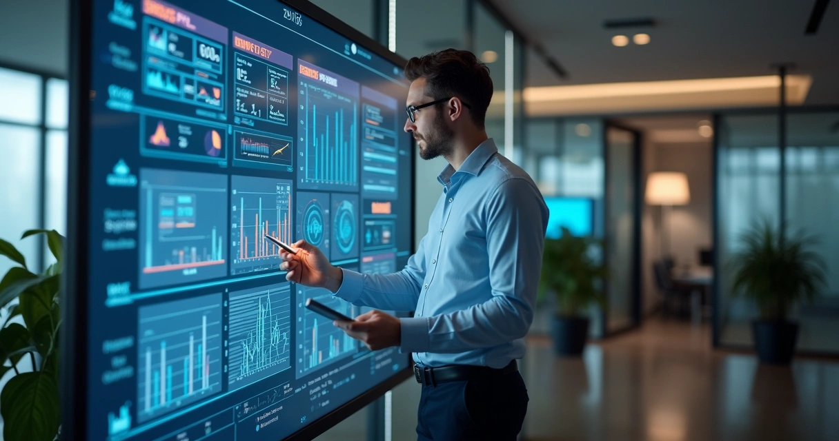 Contador analisando tela digital com dados da auditoria automatizada