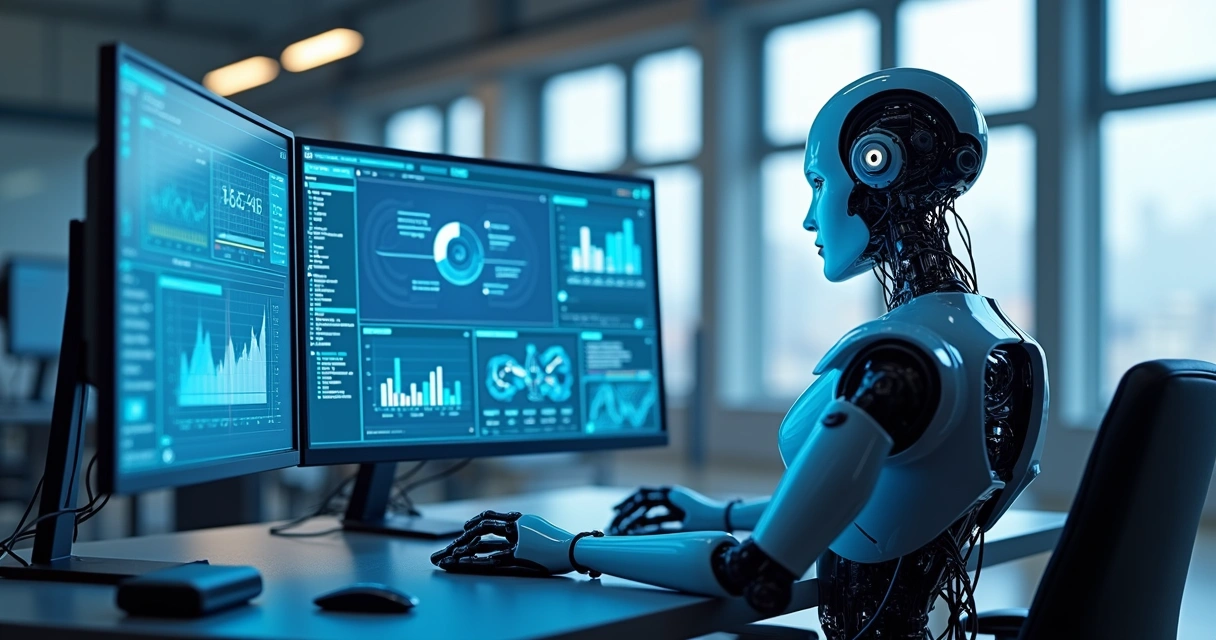 Robô digital operando computadores em ambiente industrial 