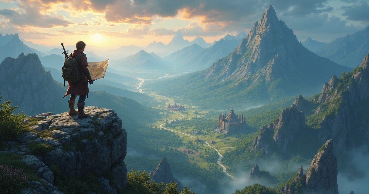 Personagem rpg visualiza mapa não explorado 