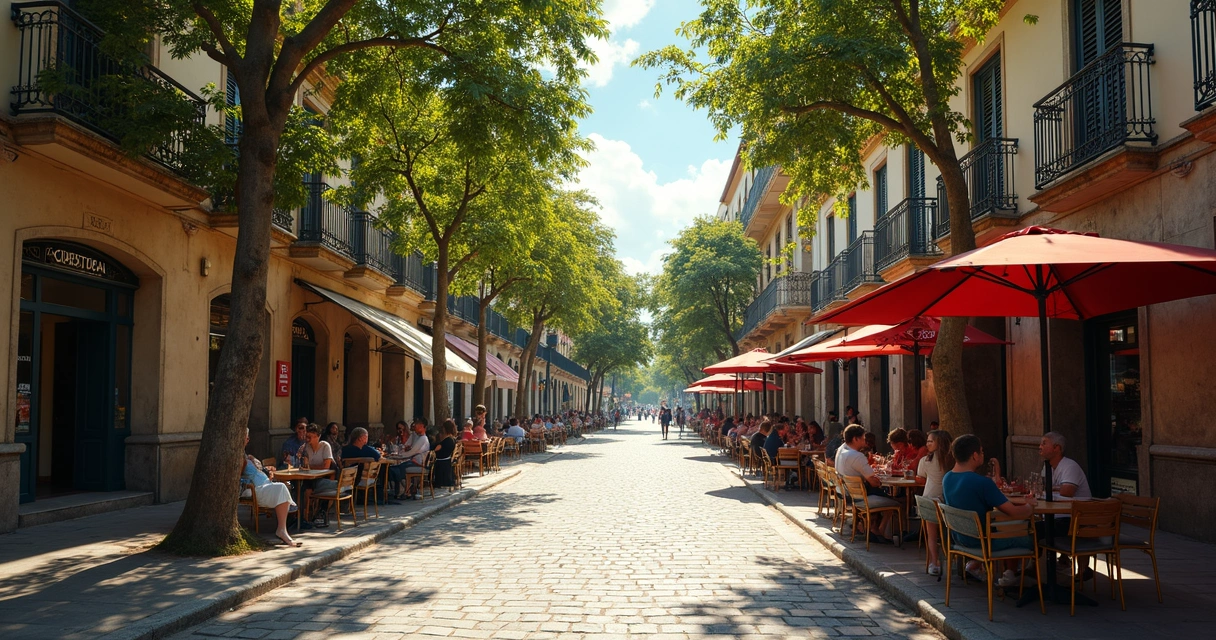Rua comercial no Parque Prado, Campinas, cafés e lojas, movimento 