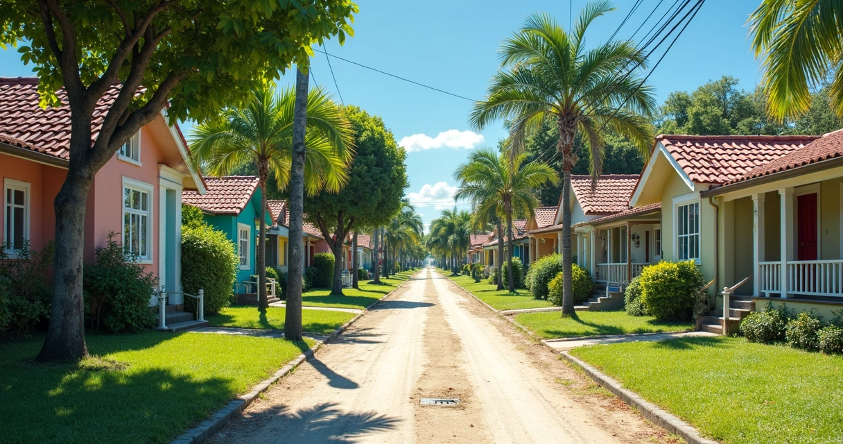 Rua residencial tranquila dos Estados Unidos de manhã 