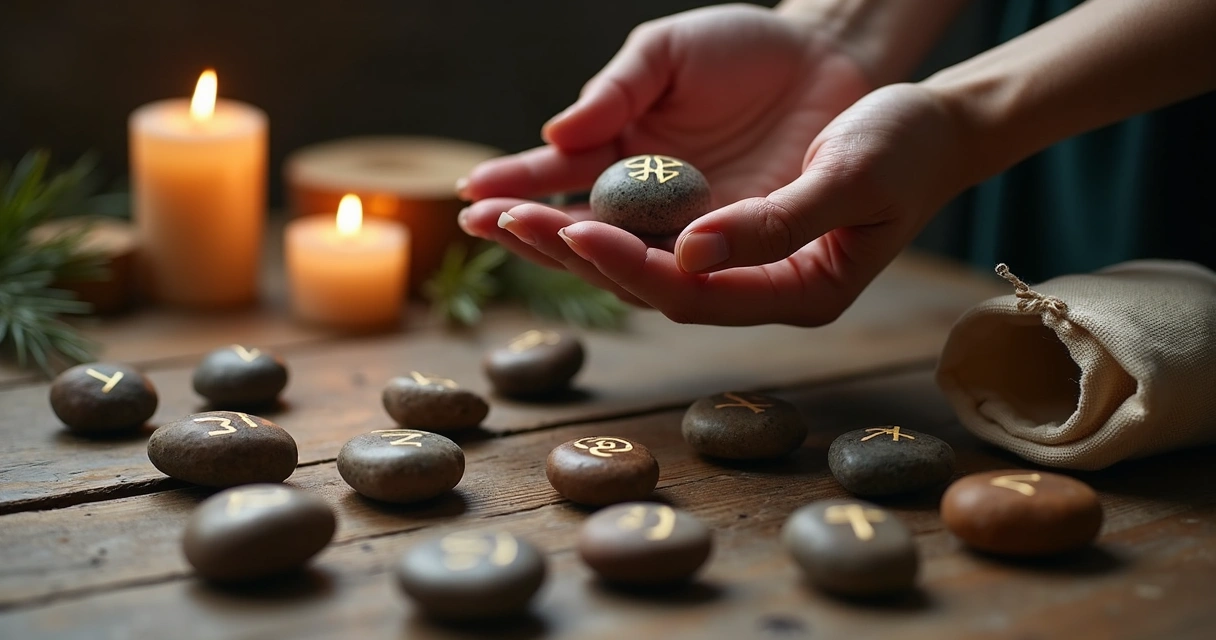 Casting rune stones for divination 
