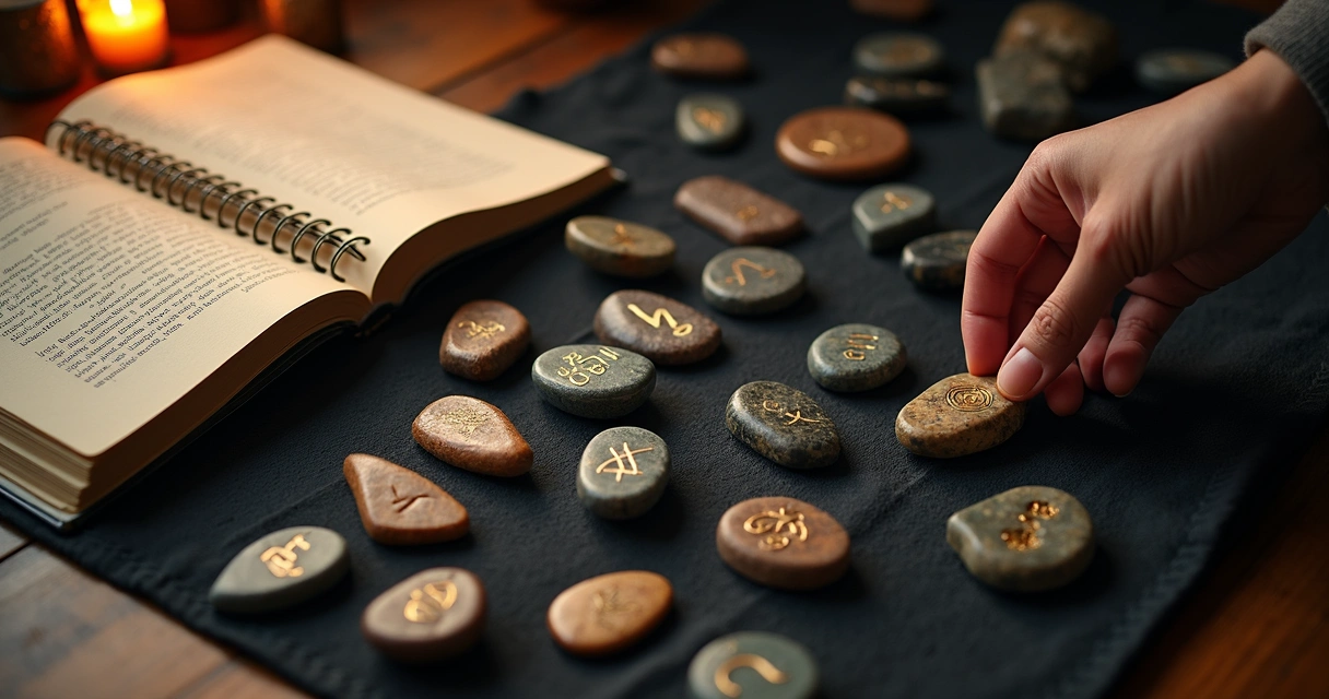Runes on a cloth in a simple casting pattern 