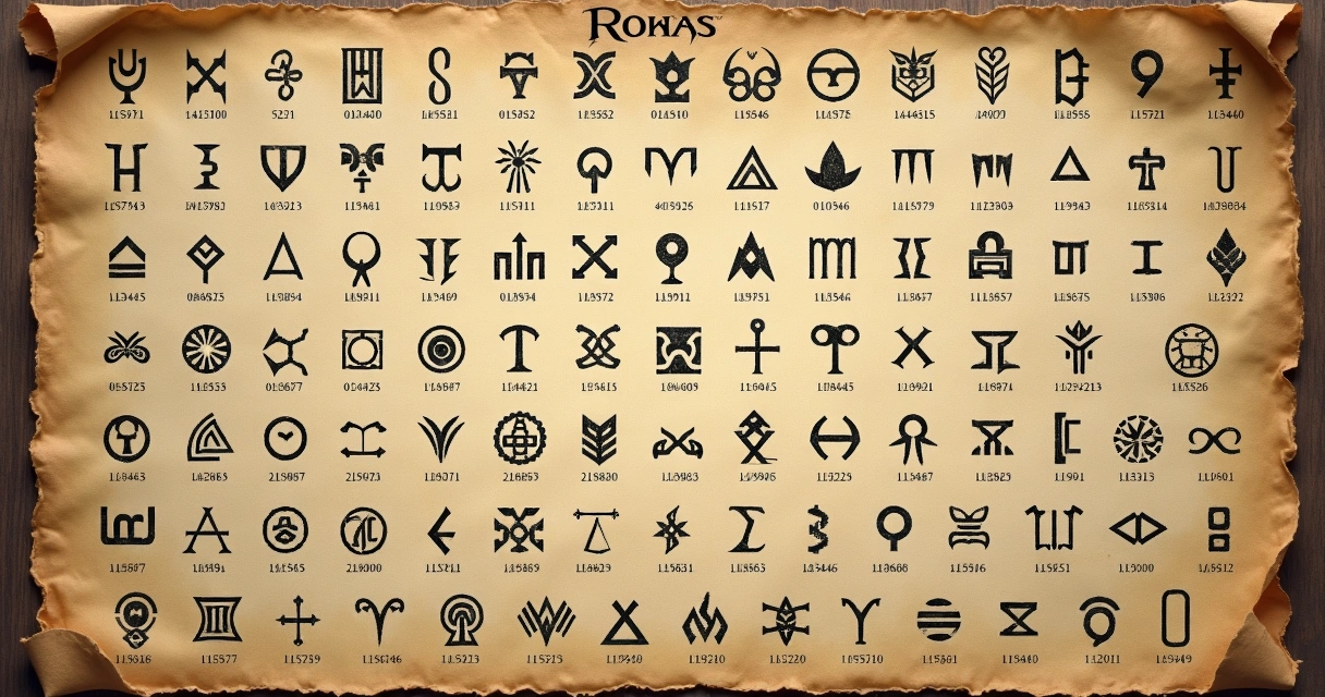 Artistic chart of runic Unicode block 