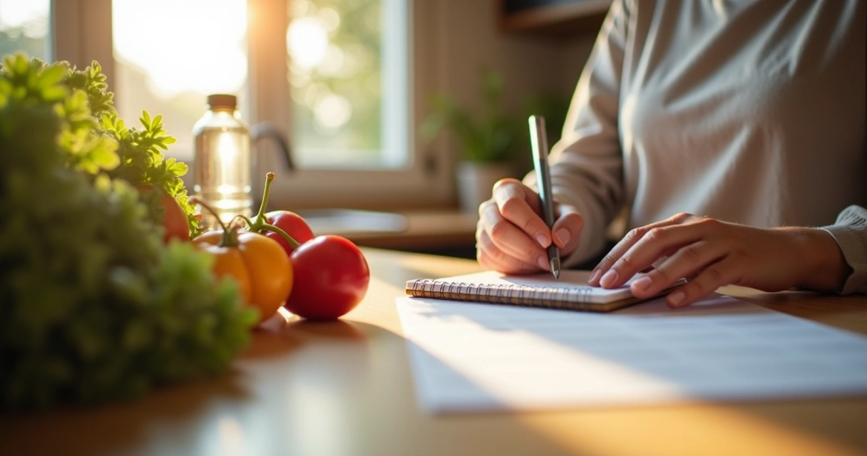 Persona planificando una rutina de ayuno saludable en casa 