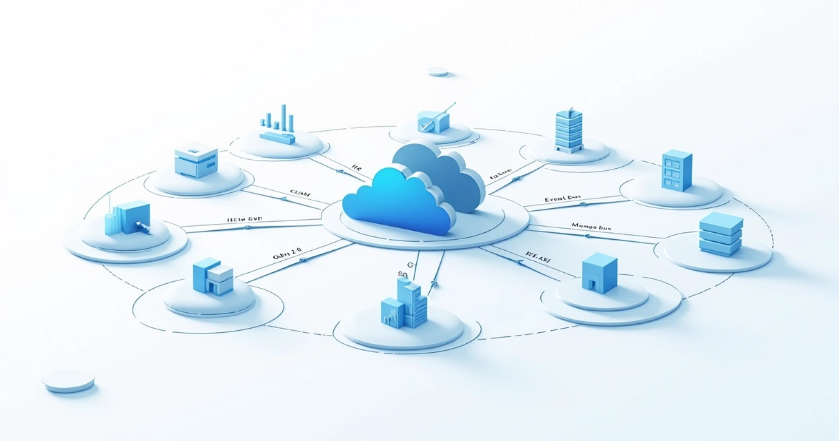 Diagrama de integração SaaS com APIs, filas e webhooks 