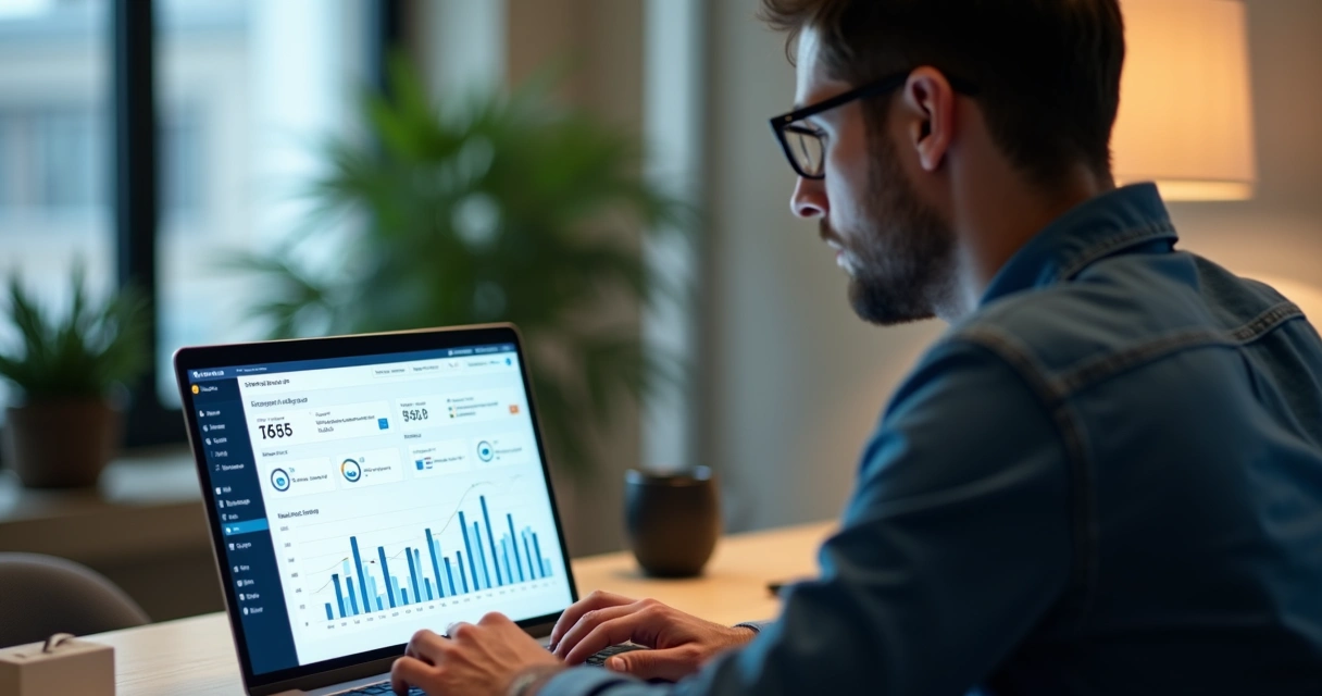 Person at computer viewing SaaS onboarding screen 