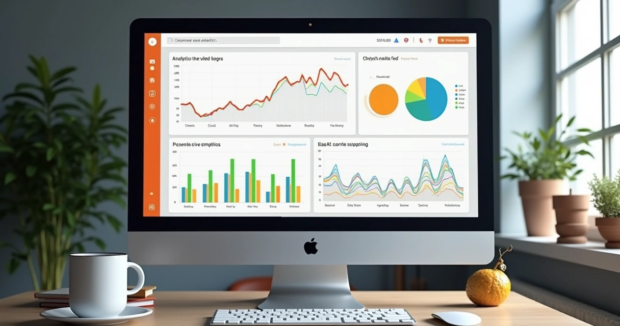 SaaS dashboard on computer showing user metrics and KPIs 