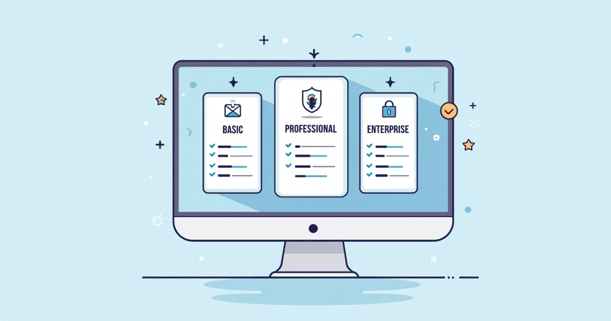SaaS pricing tiers with three plans displayed in a graphical layout 