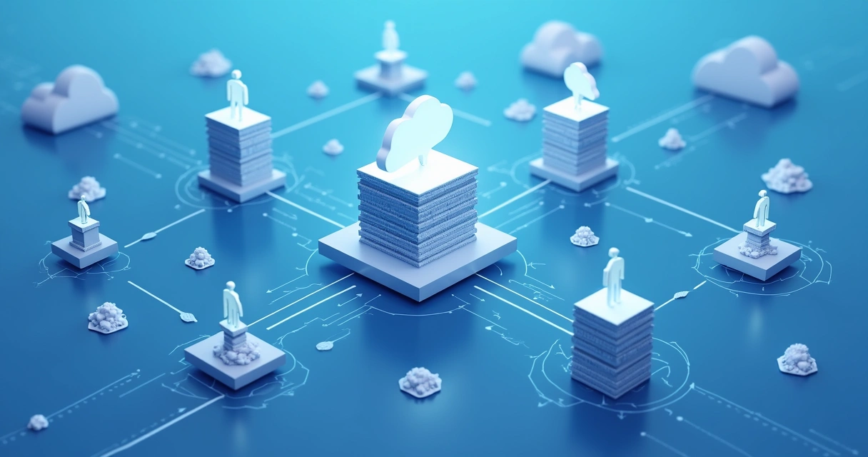 SaaS architecture expanding with servers and cloud elements 