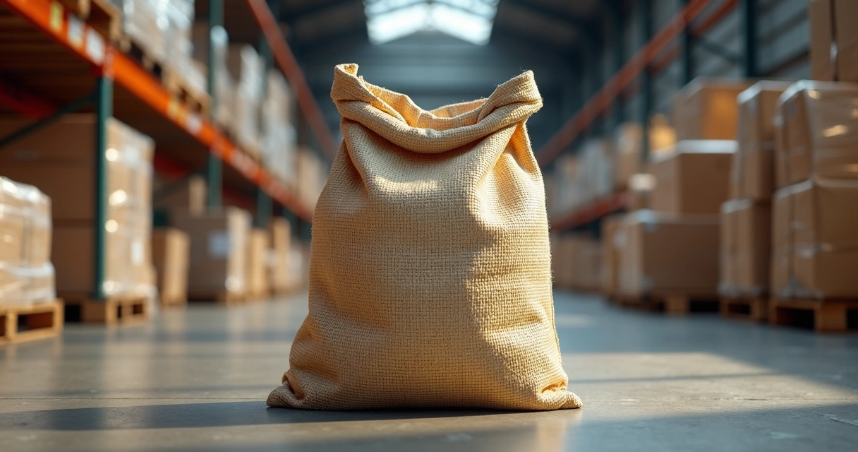 Saco de ráfia laminado em ambiente industrial 