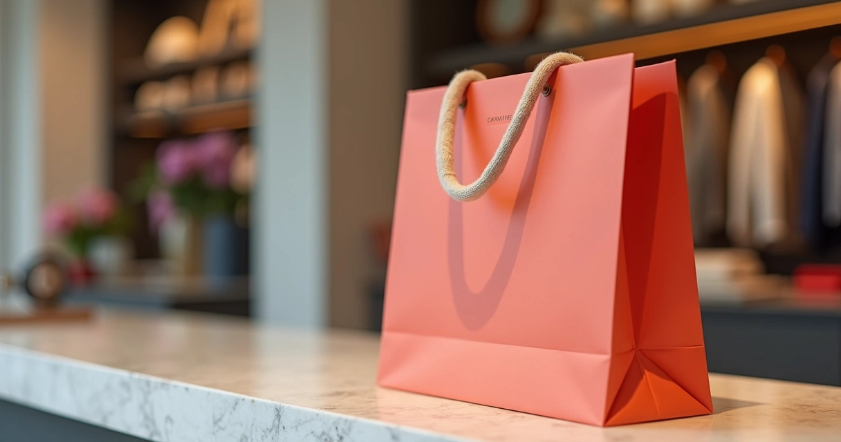 Sacola de papel personalizada premium com acabamento de luxo 