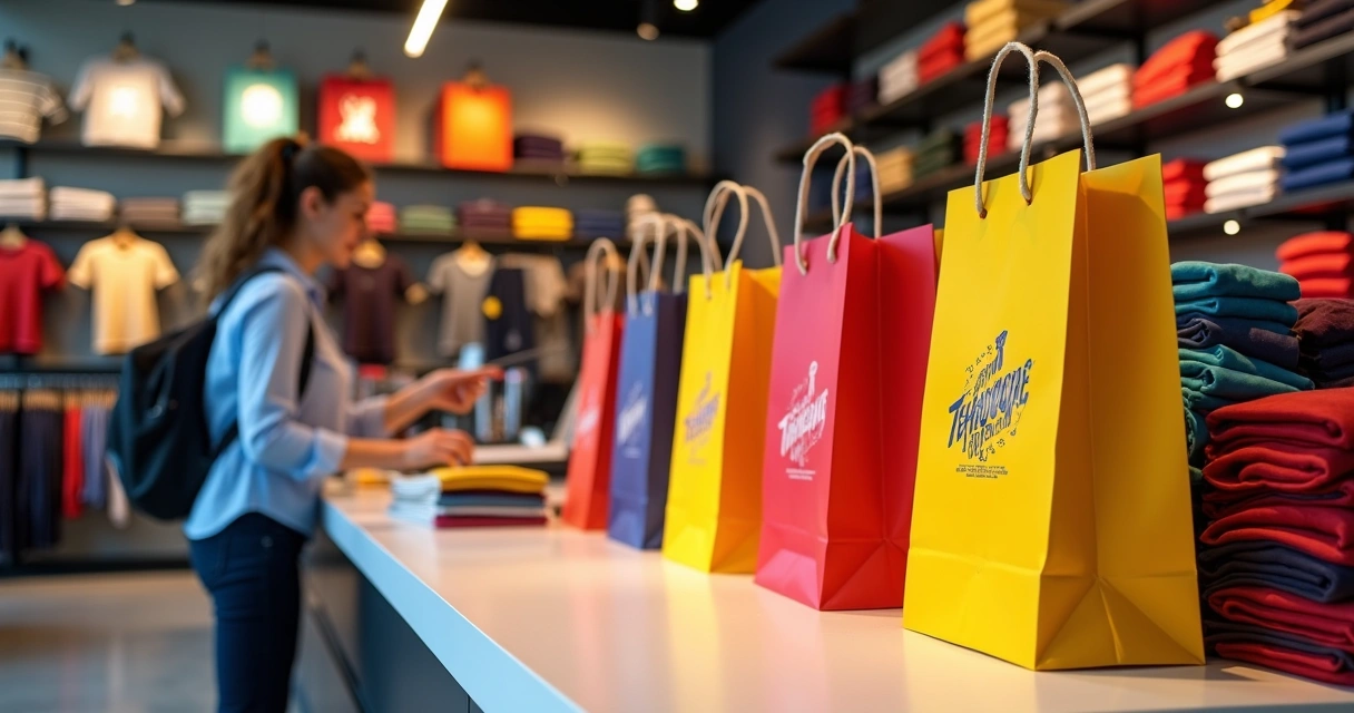Sacola personalizada com cores vibrantes e identidade visual forte 