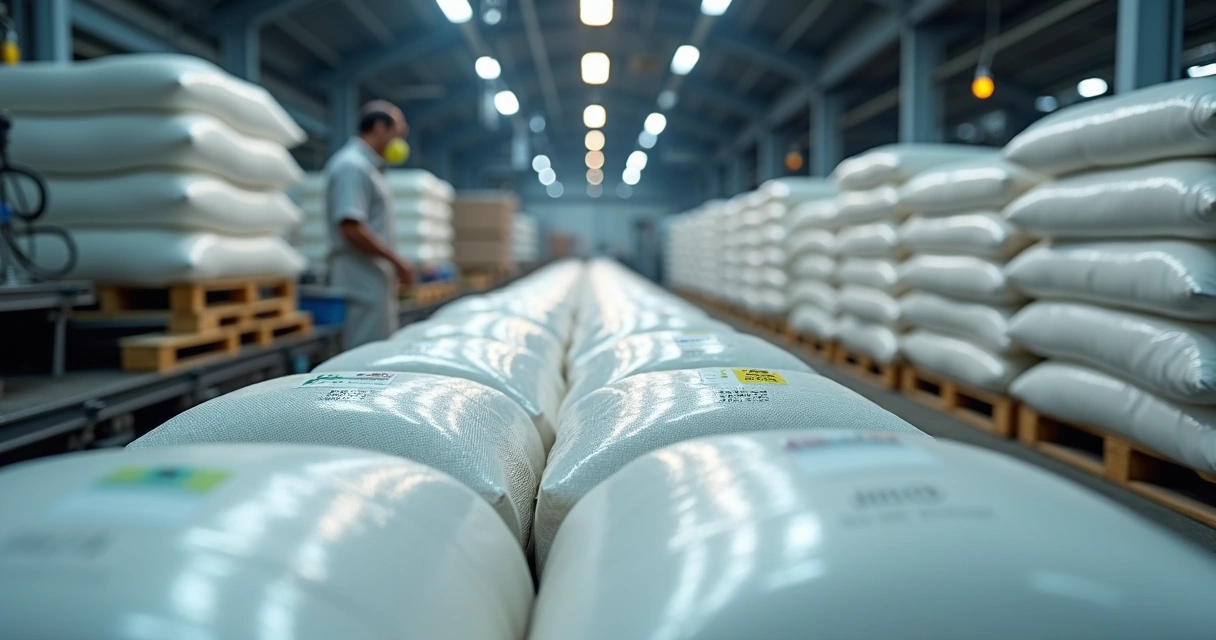 Linha de produção com sacos de ráfia convencionais e laminados lado a lado 