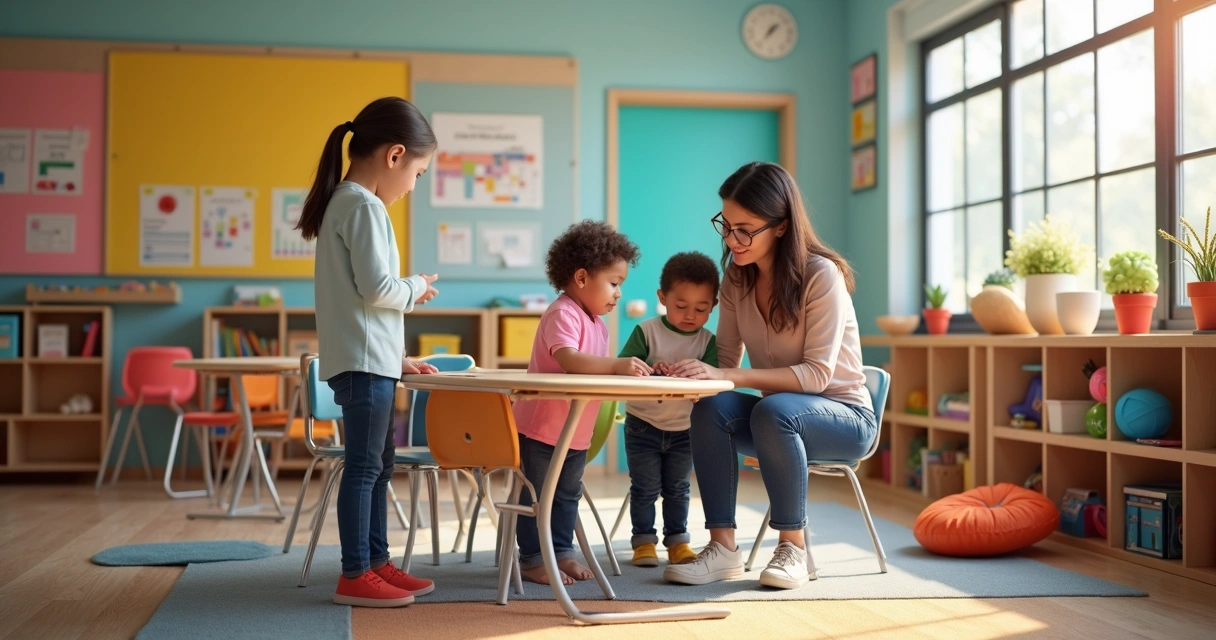Sala de aula adaptada para alunos autistas com recursos visuais 