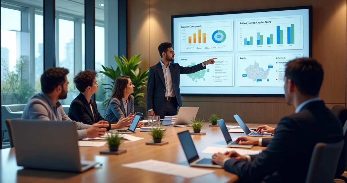 Equipe reunida em uma sala de auditoria, analisando documentos em ambiente corporativo 