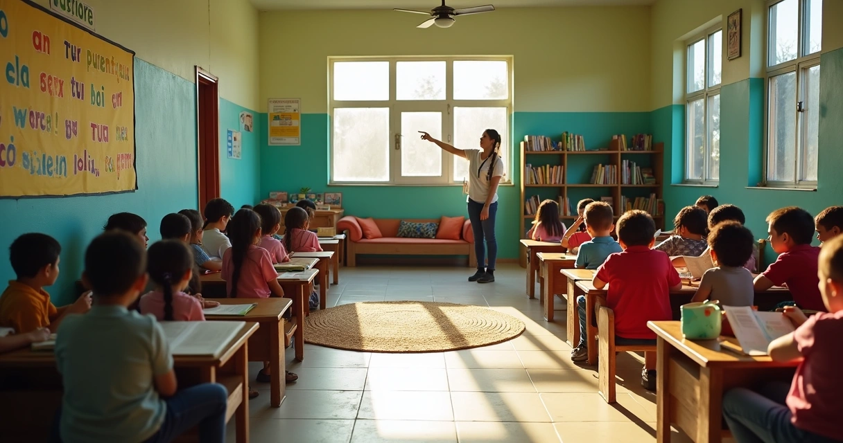 Crianças lendo em biblioteca escolar no RN 