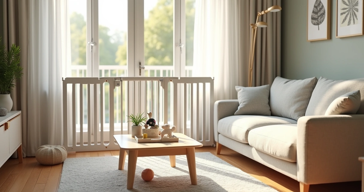 Sala de estar adaptada e segura para criança 