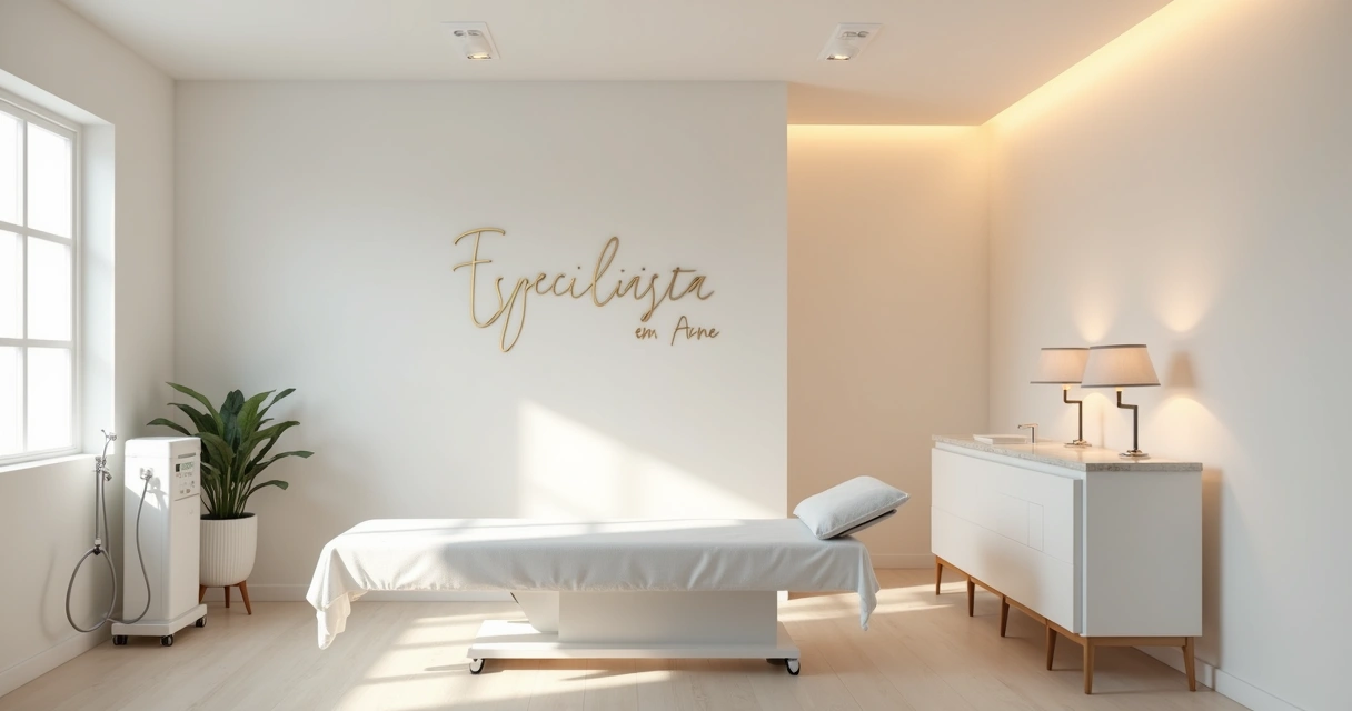 Ambiente de clínica de estética com poucos equipamentos, foco em área de atendimento personalizada 